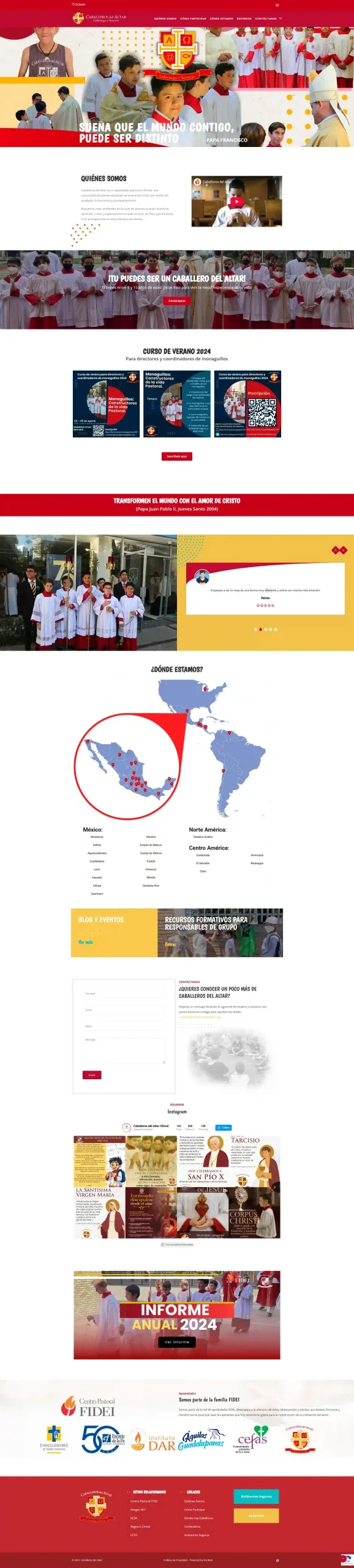 Portada del sitio web de Caballeros del Altar