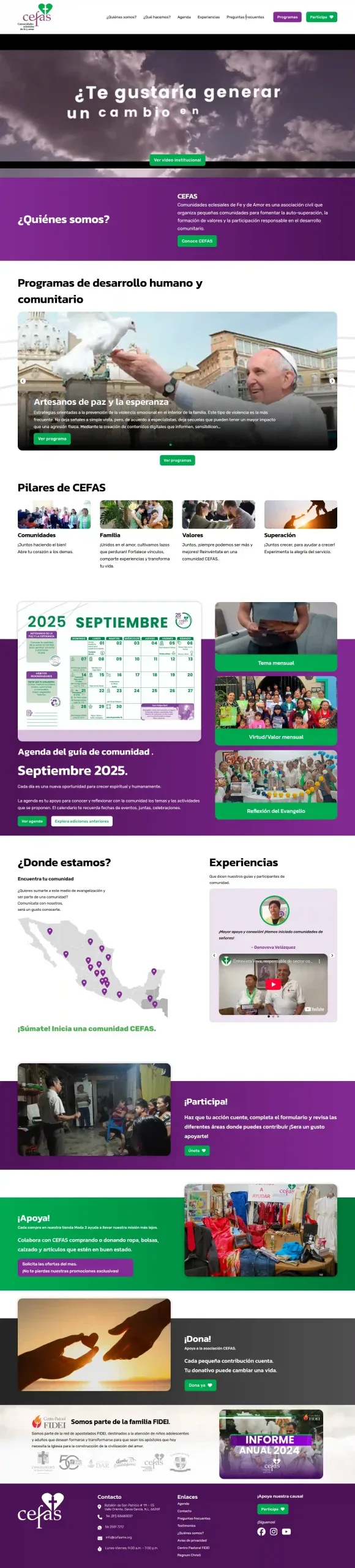 Portada del sitio web de Cefas