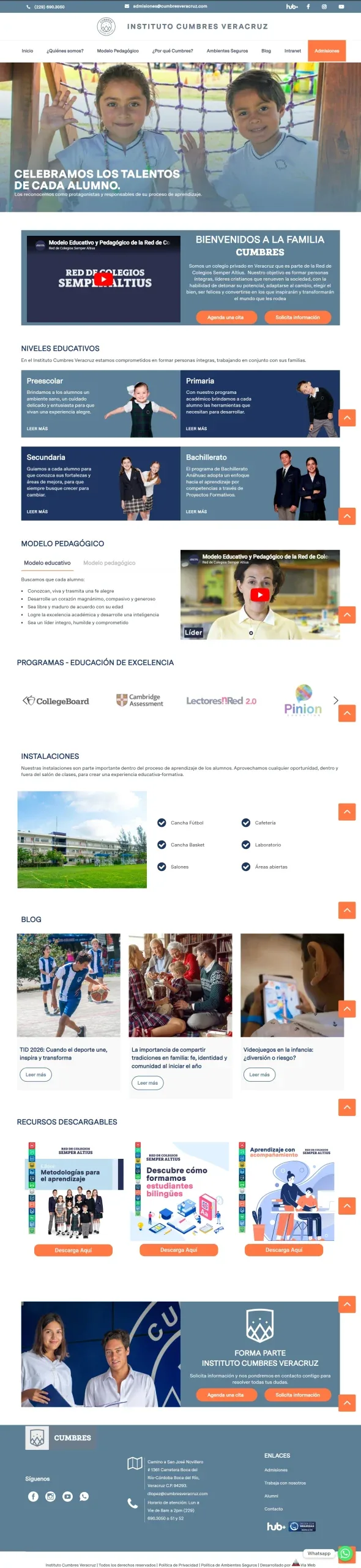 Portada del sitio web de Instituto Cumbres Veracruz