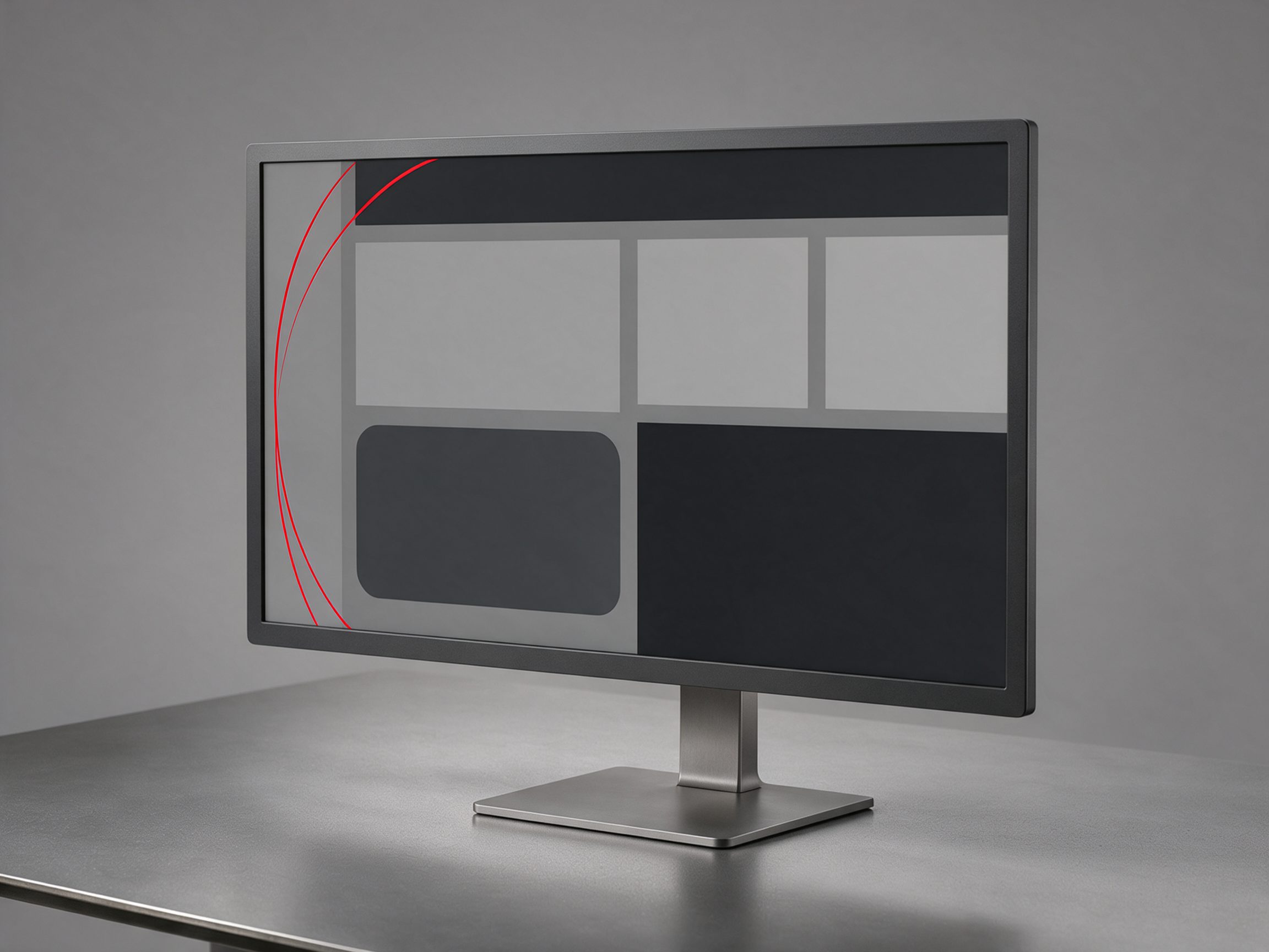 Monitor de escritorio mostrando la portada de un sitio corporativo