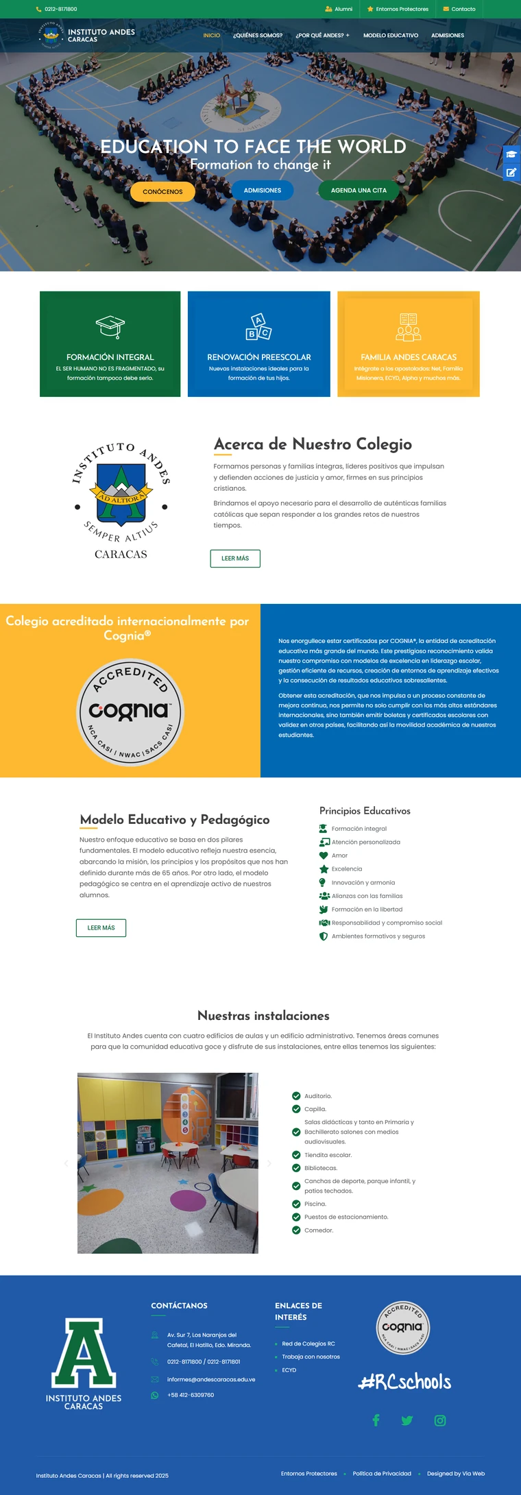 Portada del sitio web de Instituto Andes Caracas