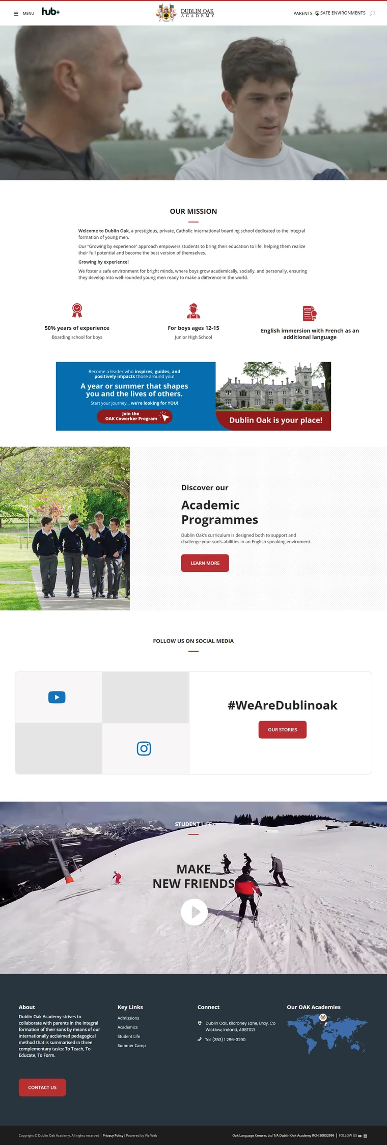 Portada del sitio web de Dublin Oak Academy